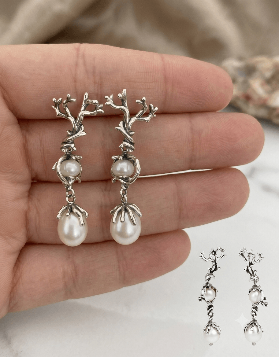 Gemini_Generated_Image_fu2965fu2965fu29 (1) Silver earrings with river pearls - Image 1