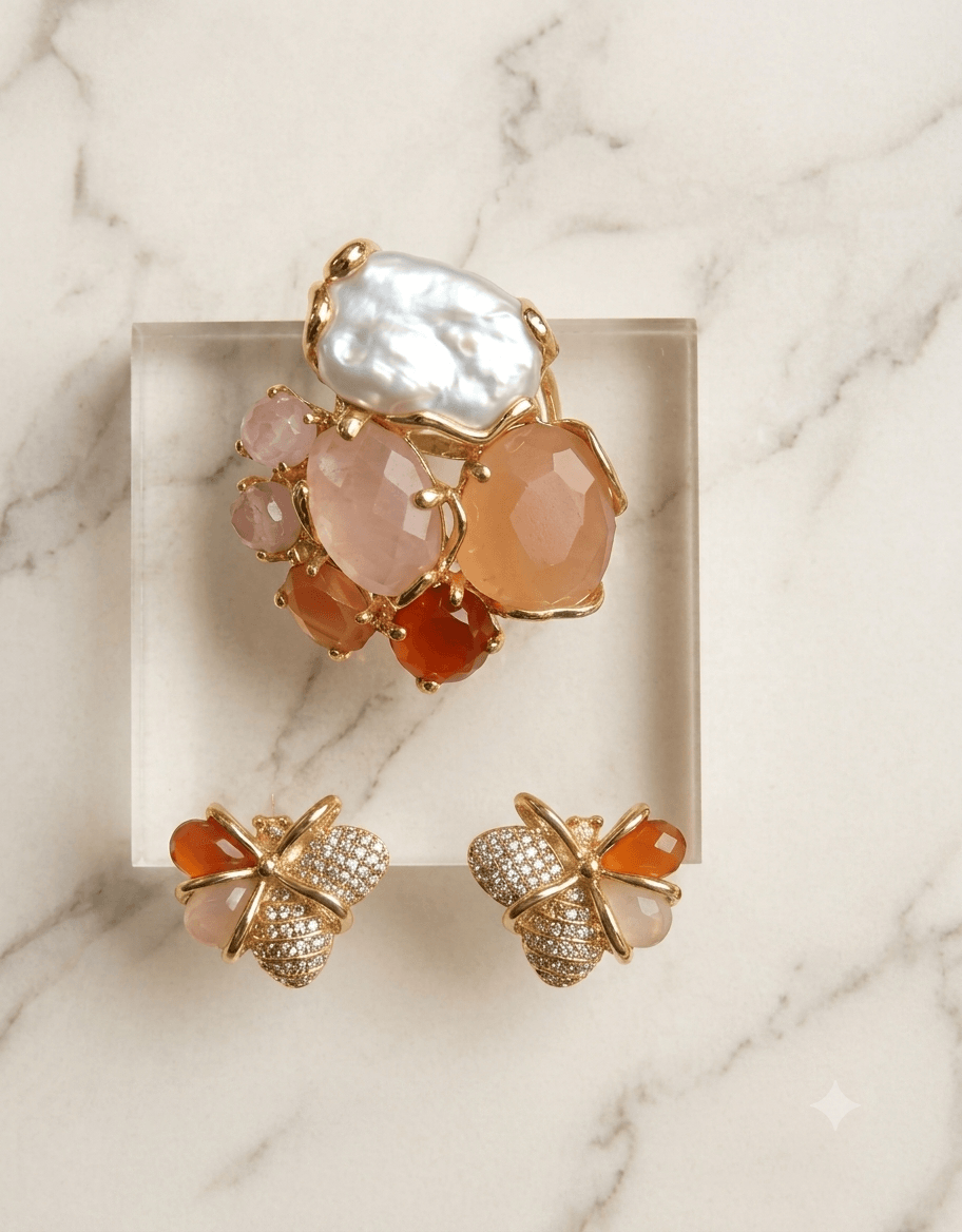 Gemini_Generated_Image_ipv7m6ipv7m6ipv7 (1) Halo Crystal Stud Earrings & Ring - Image 1